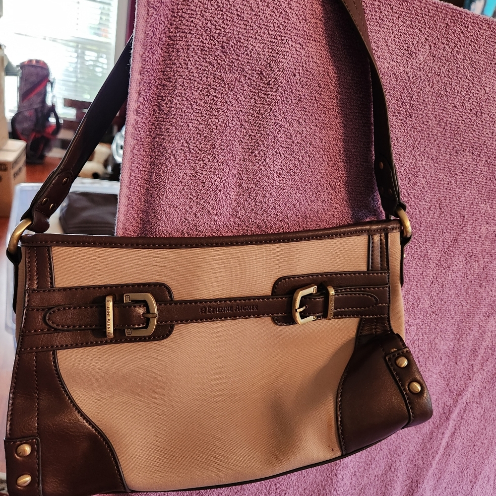Leather and Fabric Aigner Purse